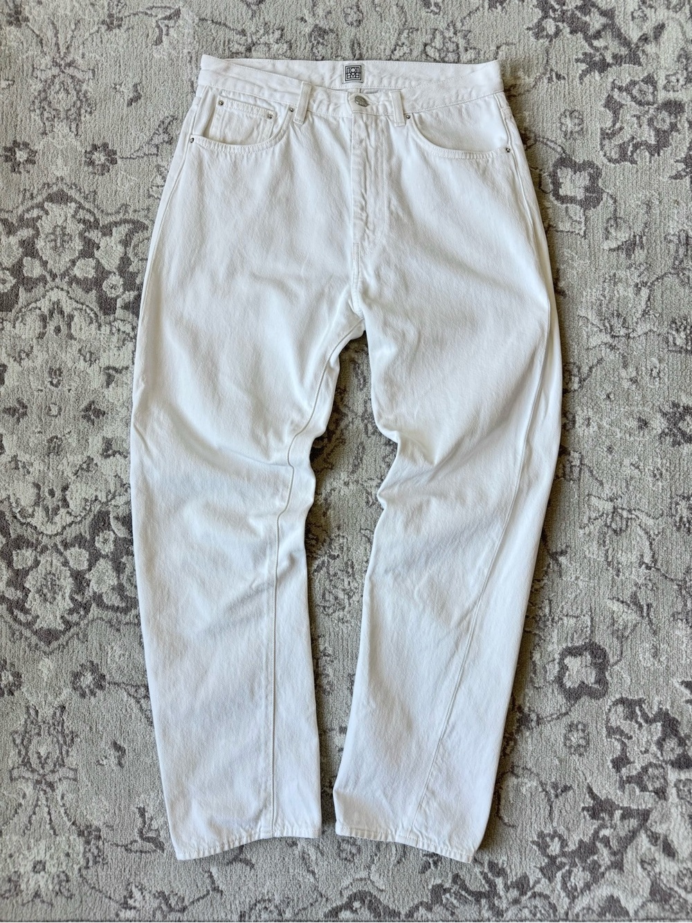 Toteme Twisted Seam White Straight-Leg High Rise Jeans - Size 27 - Made in Italy - Picture 2 of 11